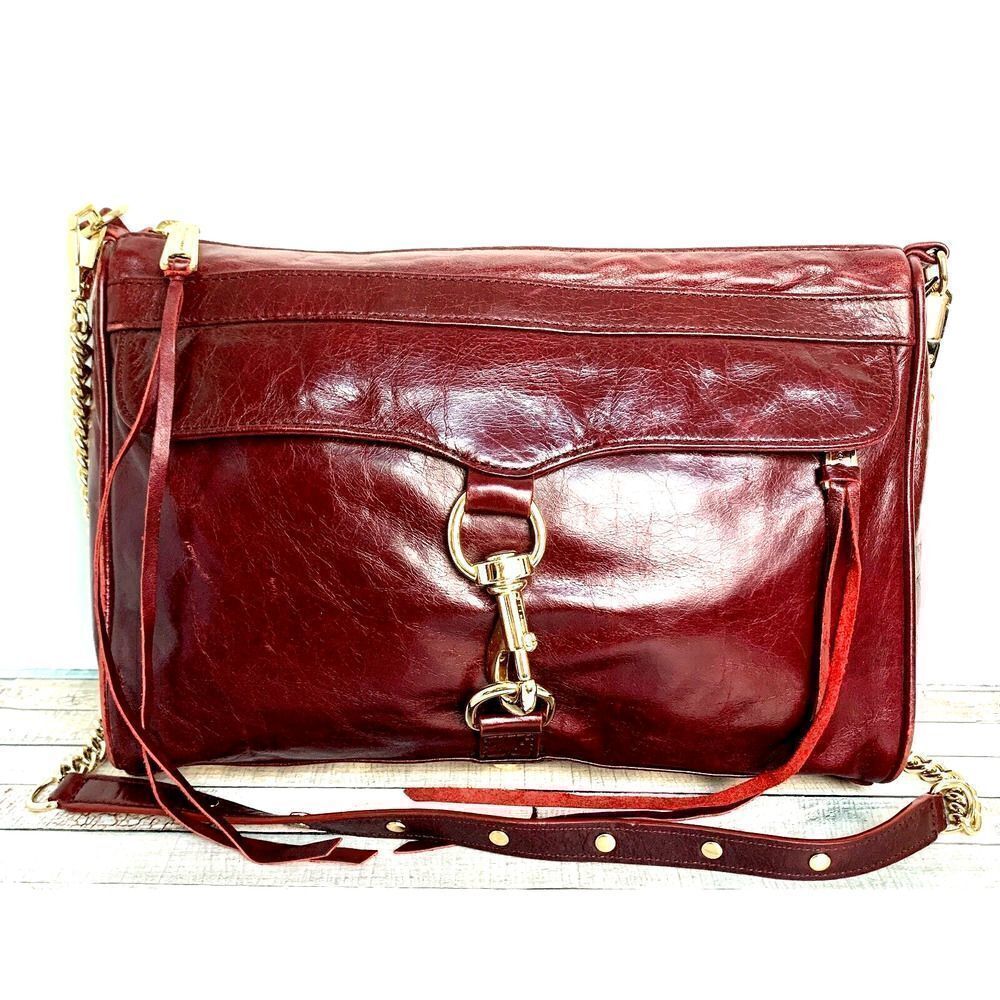Rebecca Minkoff CHERRY RED GENUINE LEATHER CHAIN STRAP HOBO SHOULDER BAG HANDBAG